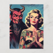 Retro Devilish Tattooed Pin-up Postkarte (Vorderseite)