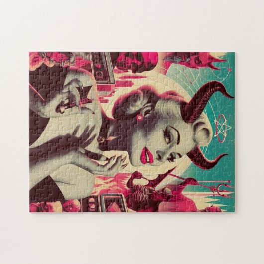 Retro Devilish Woman Collage Puzzle (Horizontal)