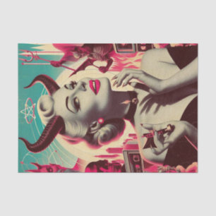 Retro Devilish Woman Collage Seidenpapier