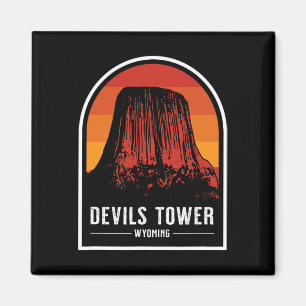 Retro Devils Tower National Monument Wyoming Wande Magnet
