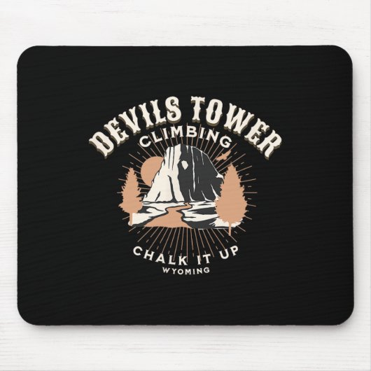 Retro Devils Tower Wyoming Berg Felsenklettern  Mousepad (Vorne)