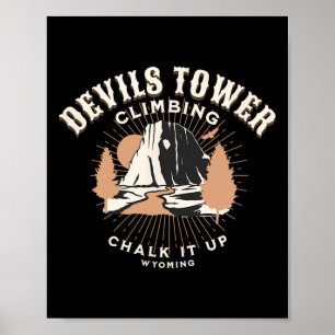 Retro Devils Tower Wyoming Berg Felsenklettern  Poster