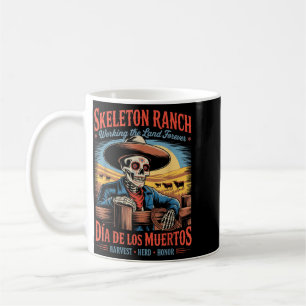 Retro Día De Los Muertos Cowboy Farmer Kaffeetasse