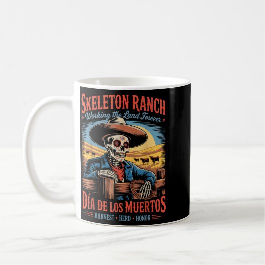 Retro Día De Los Muertos Cowboy Farmer Kaffeetasse (Links)