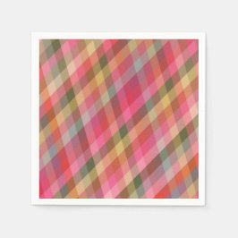 Retro Diagonal Christmas Plaid Cute Preppy Holiday Serviette