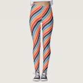 Retro Diagonal gestreift | Farbenfrohe moderne Mod Leggings (Vorderseite)