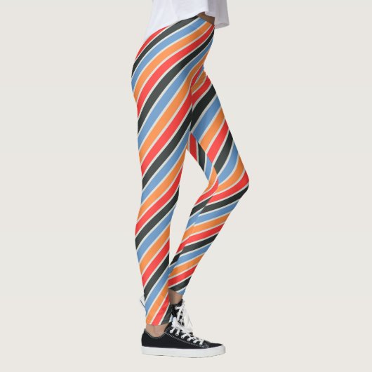 Retro Diagonal gestreift | Farbenfrohe moderne Mod Leggings (Rechts)