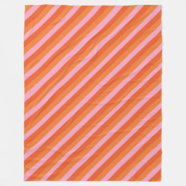 Retro Diagonal Orange und Rosa Streifen Fleece Bla