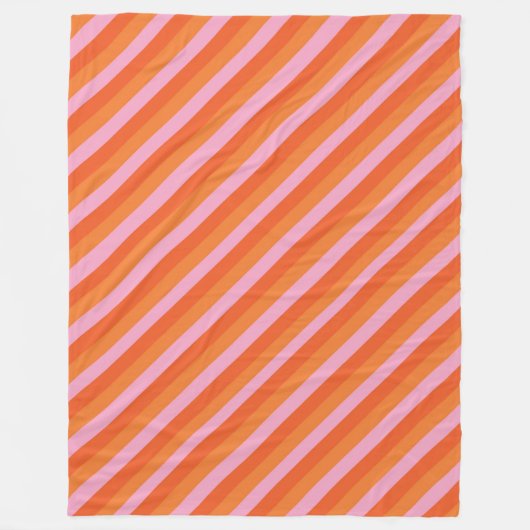 Retro Diagonal Orange und Rosa Streifen Fleece Bla (Vorderseite)