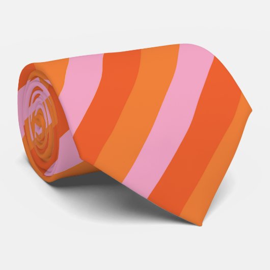 Retro Diagonal Orange und Rosa Streifen Krawatte (Gerollt)