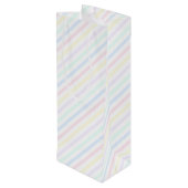 Retro Diagonal Pastell Candy Streifen Geschenktüte Für Weinflaschen (Rückseite Schrägansicht)