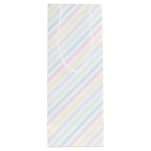 Retro Diagonal Pastell Candy Streifen Geschenktüte Für Weinflaschen (Rückseite)