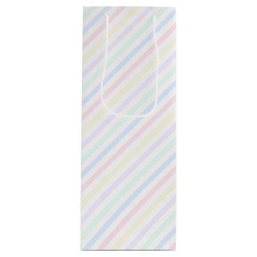 Retro Diagonal Pastell Candy Streifen Geschenktüte Für Weinflaschen (Vorderseite)