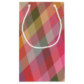 Retro Diagonal Weihnachten Karierter Niedlicher Pr Kleine Geschenktüte (Rückseite)