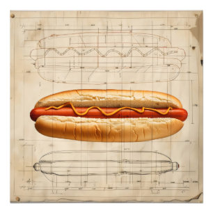 Retro-Diagramm für Hot Dog Fotodruck