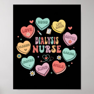 Retro Dialyse Nurse Valentinherz Frauen Krankensch Poster