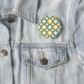 Retro-Diamant-im-Kreis-Muster Blau Grün Gold Button (Beispiel)