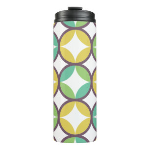 Retro Diamant in Kreis Muster Blau Grün Gold Thermosbecher
