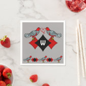 Retro-Diamanten, Vögel und Herzwürmer_Mit Monogram Serviette (Beispiel)