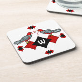Retro-Diamanten, Vögel und Herzwürmer_Mit Monogram Untersetzer (Linke Seite)
