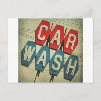 Retro diamantförmiges Autowaschanlagenschild Postkarte