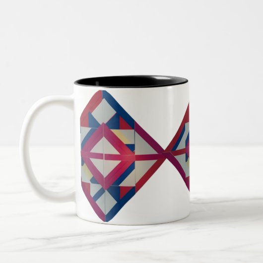 Retro Diamond Geometrie - fett farbig Zweifarbige Tasse (Links)