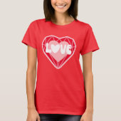Retro Diamond Heart Liebe Roter Valentinstag T-Shirt (Vorderseite)