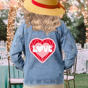 Retro Diamond Herz Liebe Valentinstag Jeansjacke