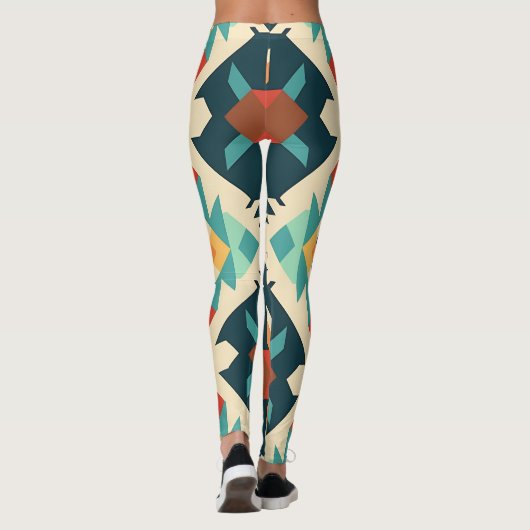 Retro Diamond Ikat Muster Leggings (Rückseite)