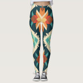 Retro Diamond Ikat Muster Leggings (Vorderseite)