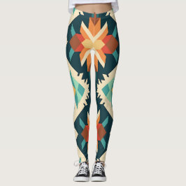 Retro Diamond Ikat Muster Leggings