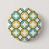 Retro Diamond in Circle Muster Blue Green Gold Button (Vorderseite)