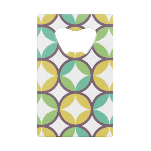 Retro Diamond in Circle Muster Blue Green Gold Geldbeutel Flaschenöffner