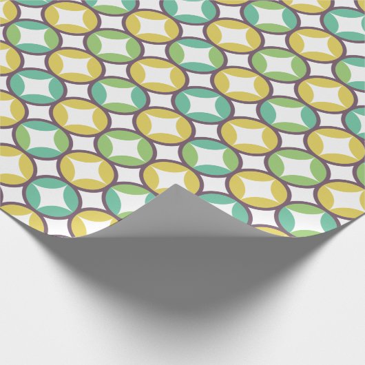 Retro Diamond in Circle Muster Blue Green Gold Geschenkpapier (Ecke)