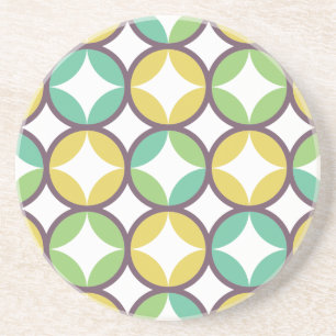 Retro Diamond in Circle Muster Blue Green Gold Getränkeuntersetzer