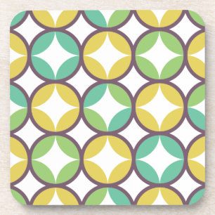 Retro Diamond in Circle Muster Blue Green Gold Getränkeuntersetzer