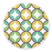 Retro Diamond in Circle Muster Blue Green Gold Keramikknauf (Vorderseite)