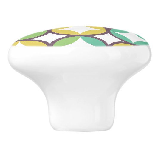 Retro Diamond in Circle Muster Blue Green Gold Keramikknauf (Seitenansicht)