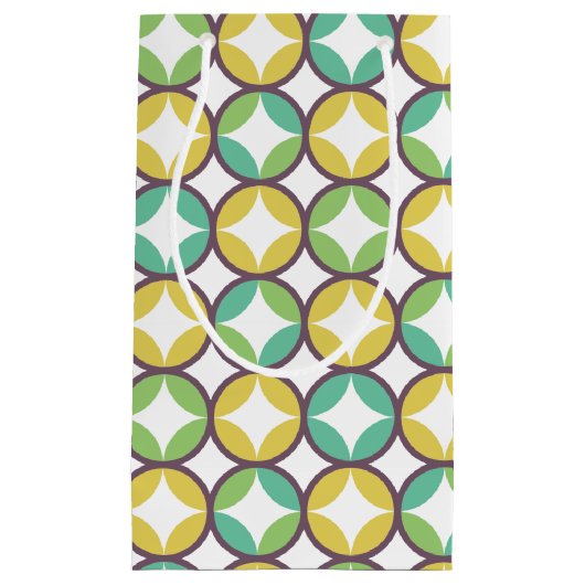Retro Diamond in Circle Muster Blue Green Gold Kleine Geschenktüte (Vorderseite)