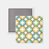 Retro Diamond in Circle Muster Blue Green Gold Magnet (Vorderseite/Rückseite)