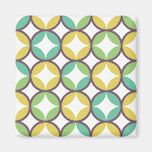 Retro Diamond in Circle Muster Blue Green Gold Magnet (Vorne)