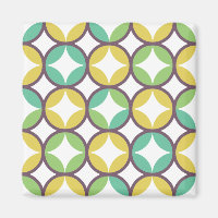 Retro Diamond in Circle Muster Blue Green Gold