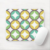Retro Diamond in Circle Muster Blue Green Gold Mousepad (Mit Mouse)