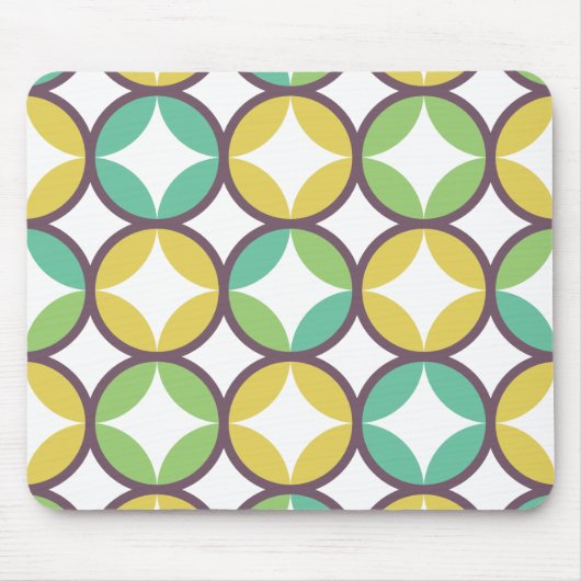 Retro Diamond in Circle Muster Blue Green Gold Mousepad (Vorne)