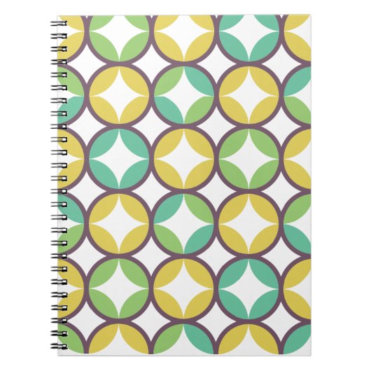 Retro Diamond in Circle Muster Blue Green Gold Notizblock (Vorderseite)