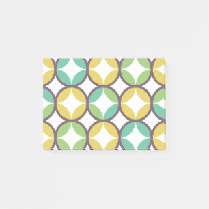 Retro Diamond in Circle Muster Blue Green Gold Post-it Klebezettel