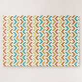 Retro Diamond in Circle Muster Blue Green Gold Puzzle (Horizontal)