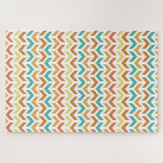 Retro Diamond in Circle Muster Blue Green Gold Puzzle (Horizontal)
