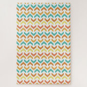 Retro Diamond in Circle Muster Blue Green Gold Puzzle (Vertikal)