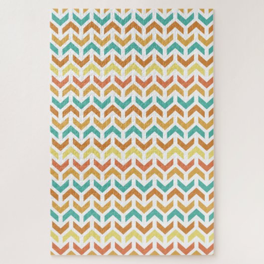 Retro Diamond in Circle Muster Blue Green Gold Puzzle (Vertikal)